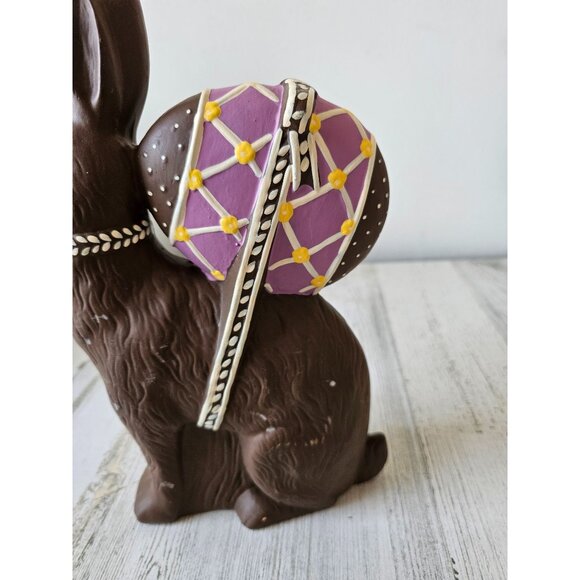 Ceramic faux‎ chocolate bunny egg Easter rabbit decor - Picture 7 of 10